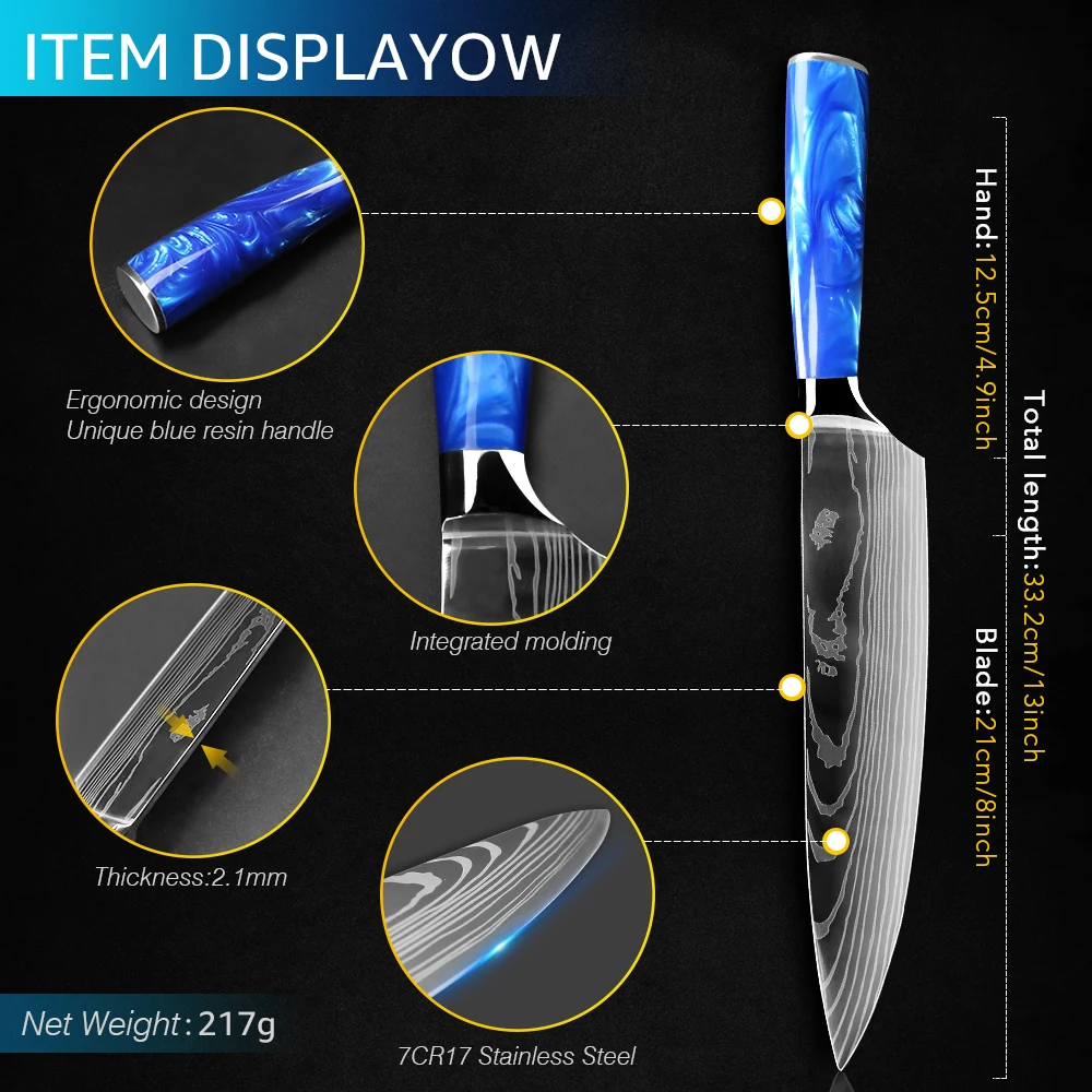 Набор ножей Chef Santoku 7CR17 440C профессиональные японские универсальные ножи из
