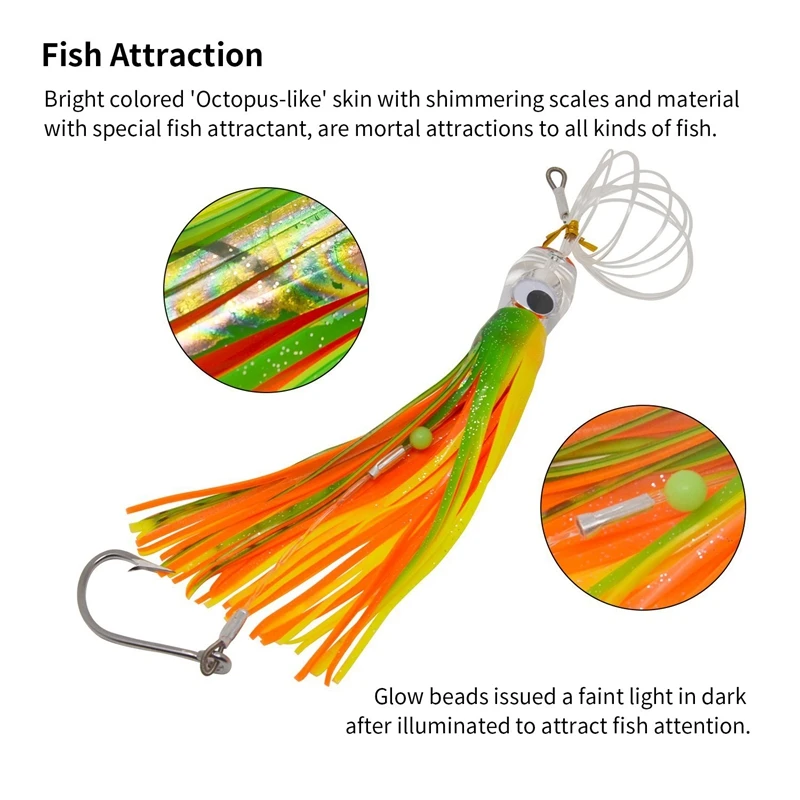 

6 pcs 9 Inch Saltwater Fishing Lures Trolling Lures for Tuna Marlin Dolphin Mahi Wahoo and Durado, Included Rigged Big Game Fish