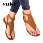Сандалии YUKE женские с ремешком на щиколотке, повседневные удобные шлепанцы с открытым носком, дышащая однотонная Летняя обувь с пряжкой