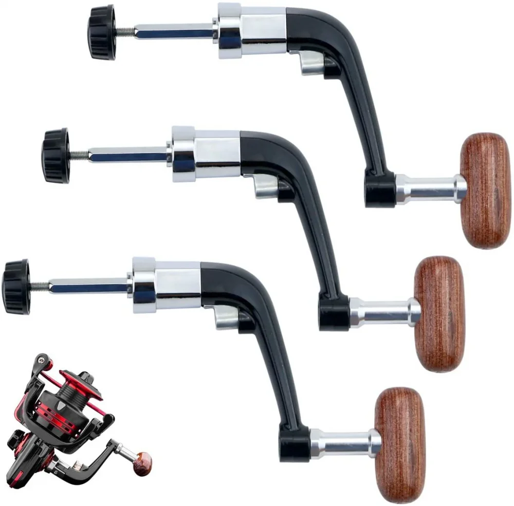 

Fishing Reel Rocker Arm Wooden Grip 7 Type Folding Rocker Arm Accessories Light and Labor-Saving for Sea and River Fishing