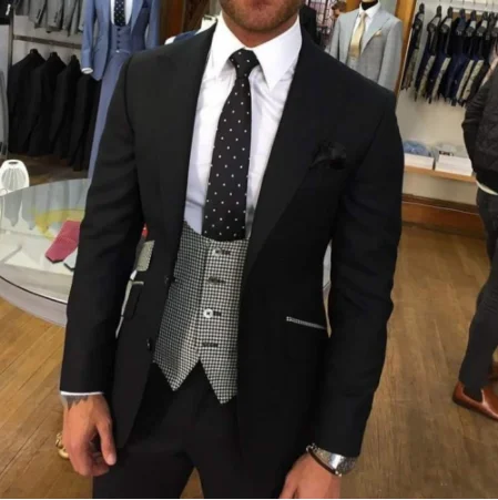 

Handsome Groomsmen Wool blend Groom Tuxedos Mens Wedding Dress Man Jacket Blazer Prom Dinner (Jacket+Pants+Tie+Vest) A126