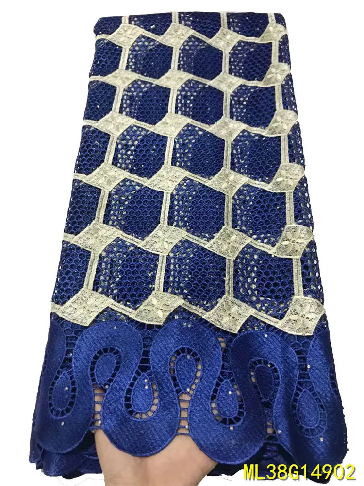 

Beautifical High Quality African Guipure Lace 2020 Royal Blue African Cord Lace Wedding Lace Dress 5 Yards ML38G149