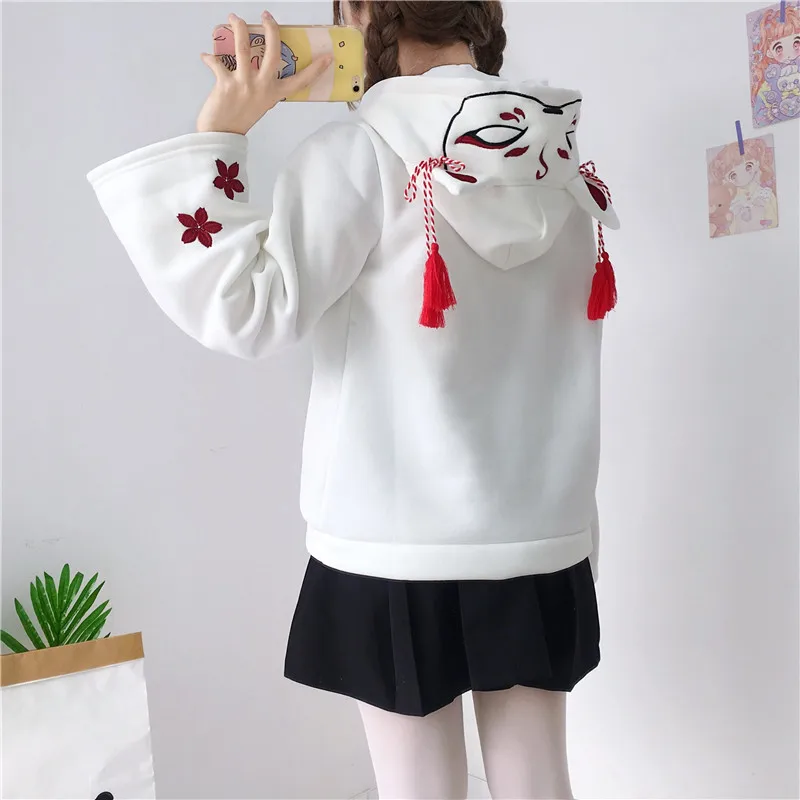 

Japanese sweet and lovely hoodies embroidered petal girl pullovers romantic 373