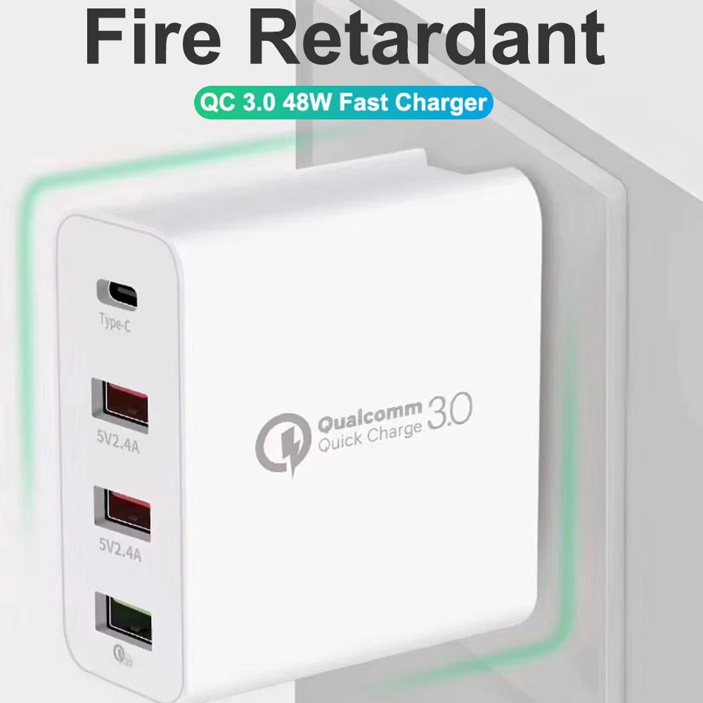 

48W Quick Charger Type C USB PD Charger for Samsung S20 for iPhone 12 11 XS Max iPad Pro Huawei QC3.0 Fast Wall Charger Adapter