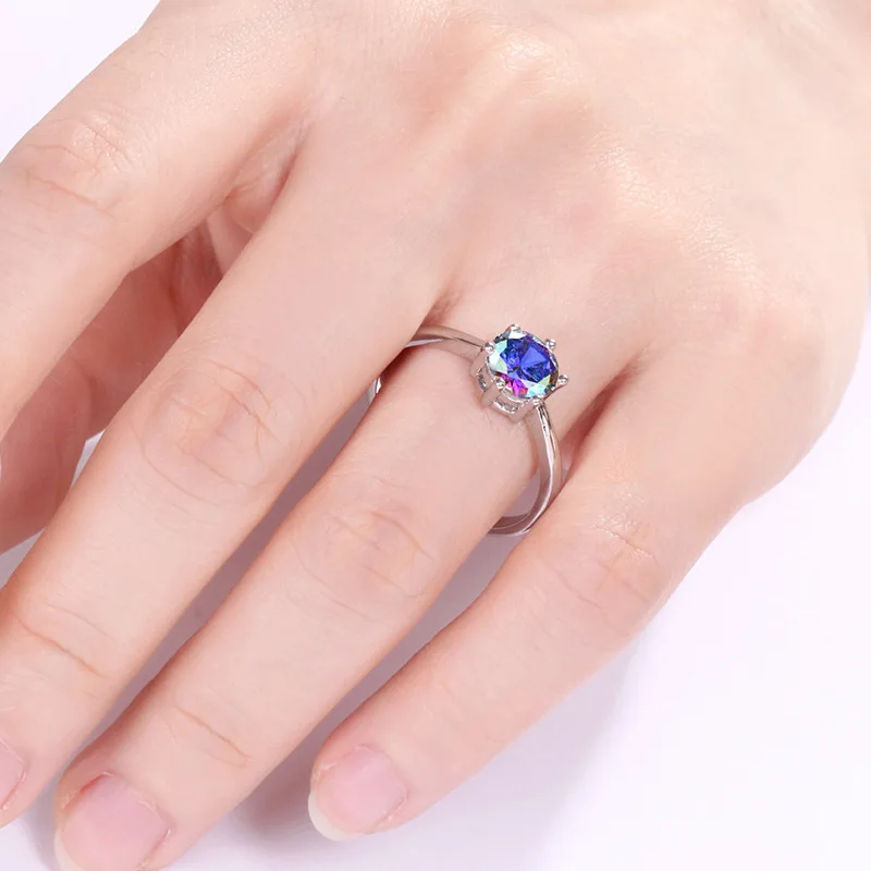 Классический Серебряный цвет Круглый Круг Кристалл CZ палец кольцо для женщин