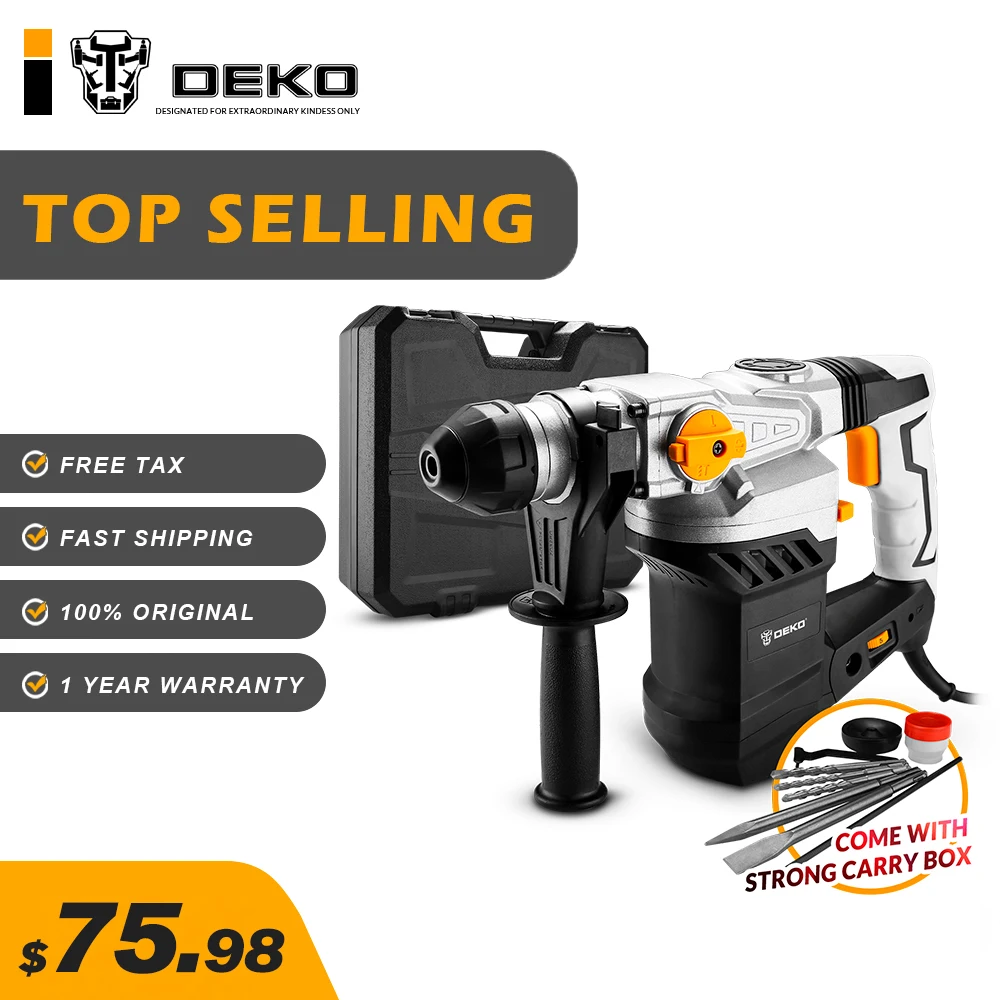 DEKO DKRH32LD1 2000 Вт 220 В Многофункциональный вращающийся молоток с BMC и 6 шт. аксессуаров