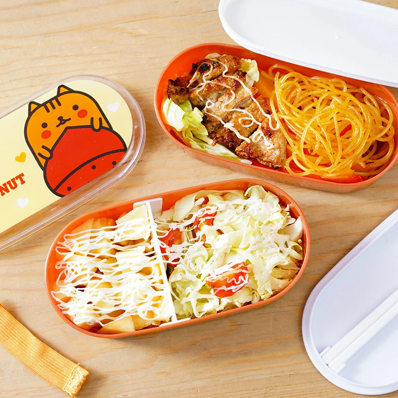 Двухслойный Ланч-бокс Bento с микроволновым подогревом мультяшный милый