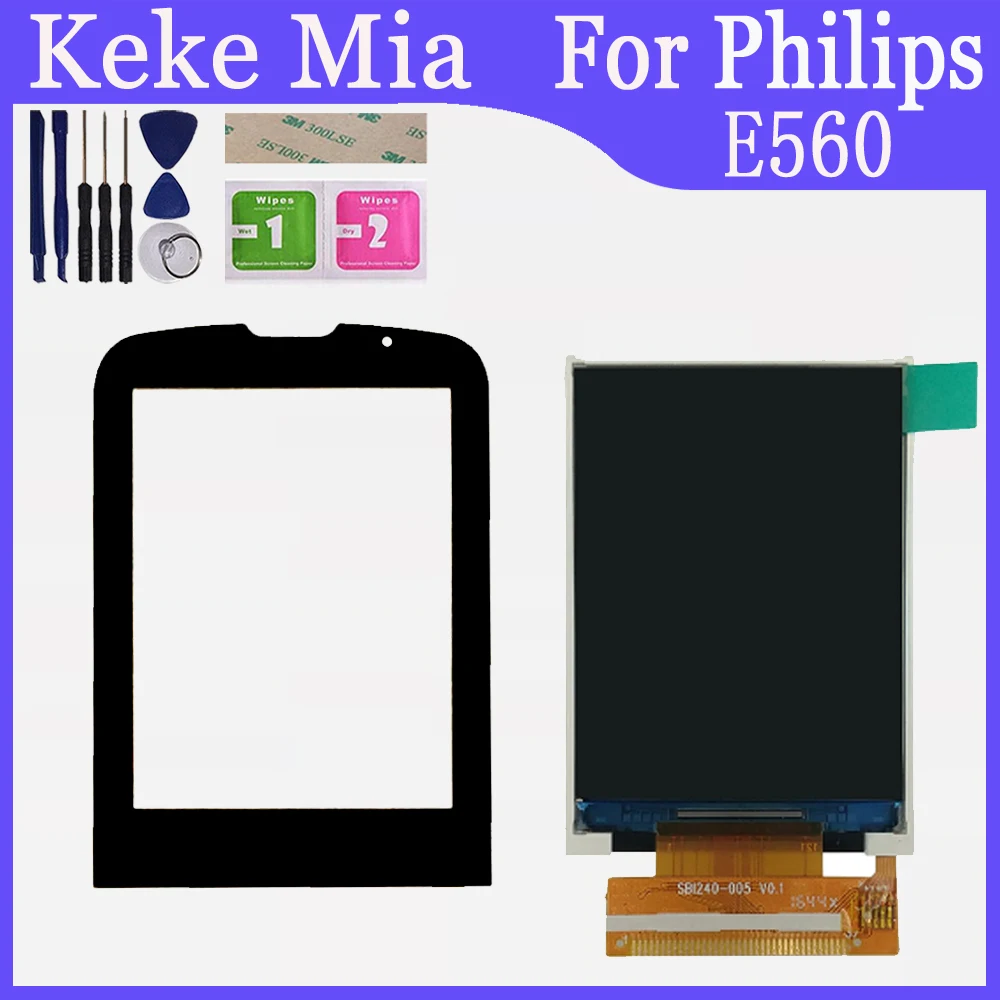 E560 Touch With LCD Для Philips E168 CTE168 E560 CTE560 E570 E571 X1560 X1561 X5500 отдельный ЖК-дисплей с сенсорным экраном сенсор стекло объектив черный - Цвет: E560 Touch With LCD