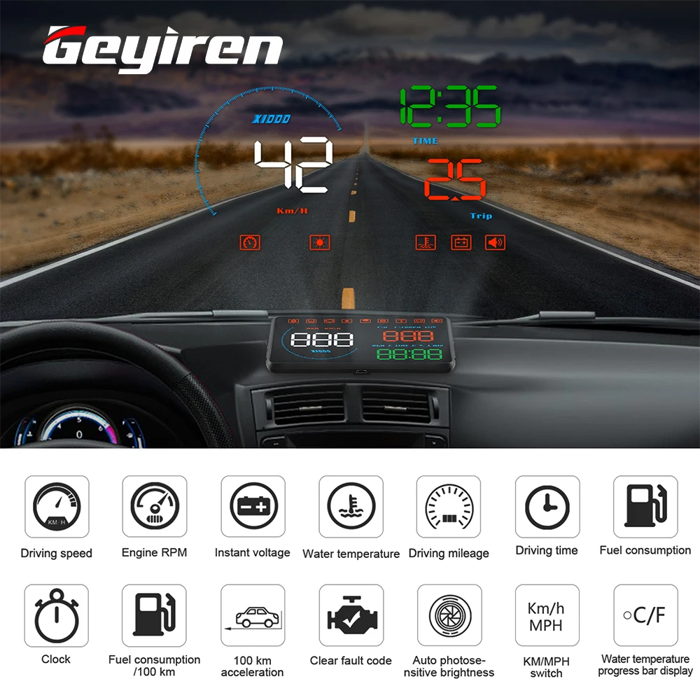 Новые головой вверх Дисплей автомобилей OBDII EUOBD лобовое стекло проектор HUD сдвига