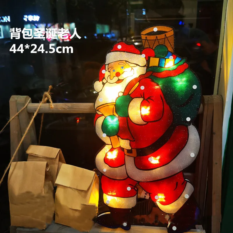 

Cartoon LED Lights Christmas Leds Light for Indoor Home Holiday Window Decoration Cute Santa Claus Ornament Fairy Kurtyna Led