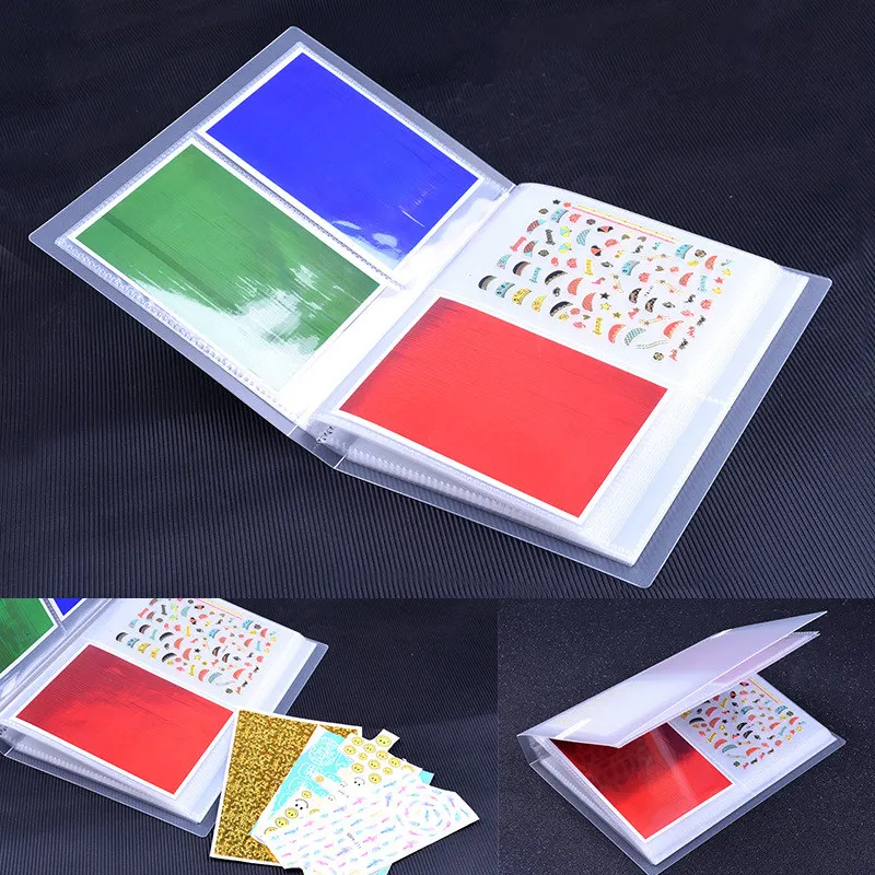 

80 Slots Folding Nail Sticker Storage Book Waterproof Nails Water Decals Empty Holder Organizer Photo Album Nail Art Display