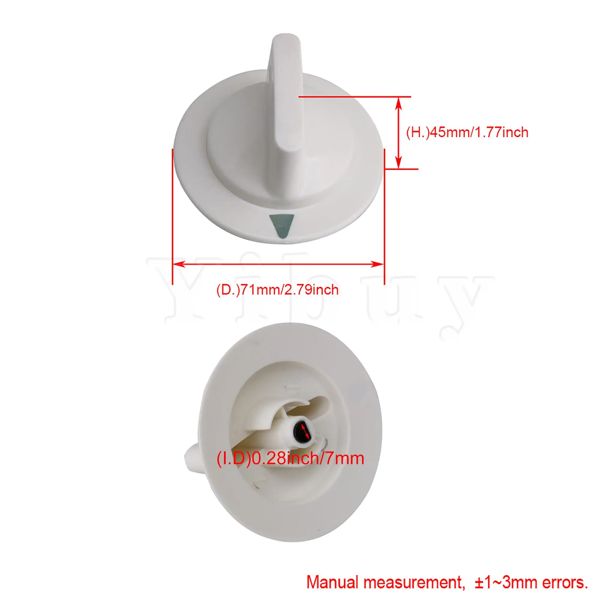 

2 x Plastic White Dryer Turning Timer Control Knobs WE1M652 7.1x4.5cm