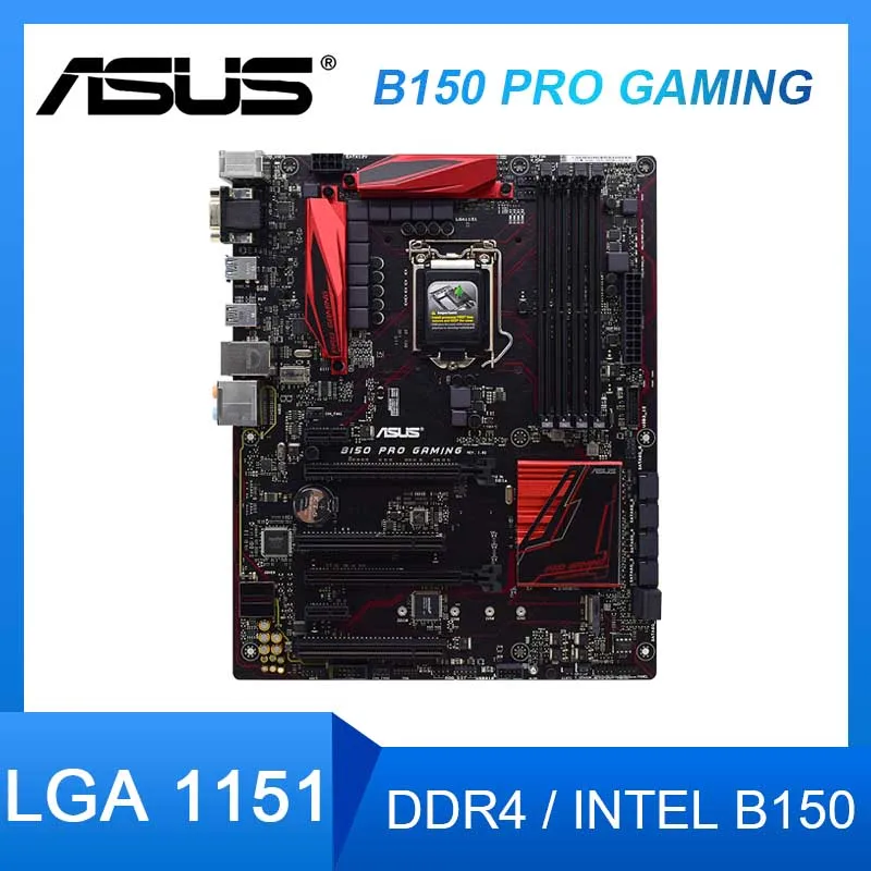 

Материнская плата LGA 1151 ASUS B150 PRO GAMING LGA 1151 материнская плата DDR4 Intel B150 64 Гб PCI-E 3,0 M.2 usb atx для Core i3-6300