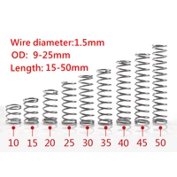 10pcs wire diameter 1 5mm 304 stainless steel compression spring od 9 25mm length 15mm to 50mm rotor return compressed spring