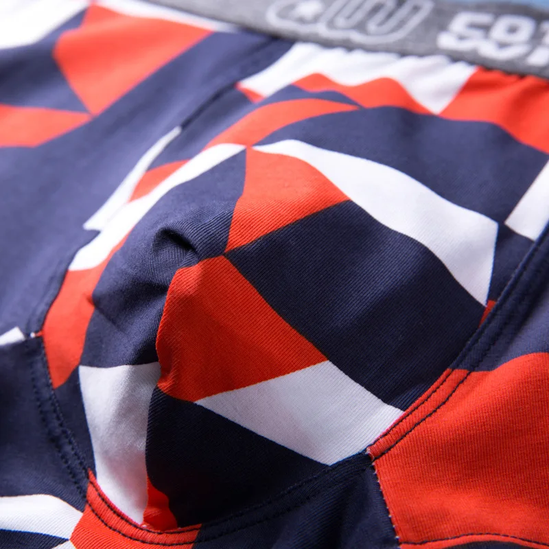 Мужские хлопковые трусы с геометрическим принтом мужское нижнее белье