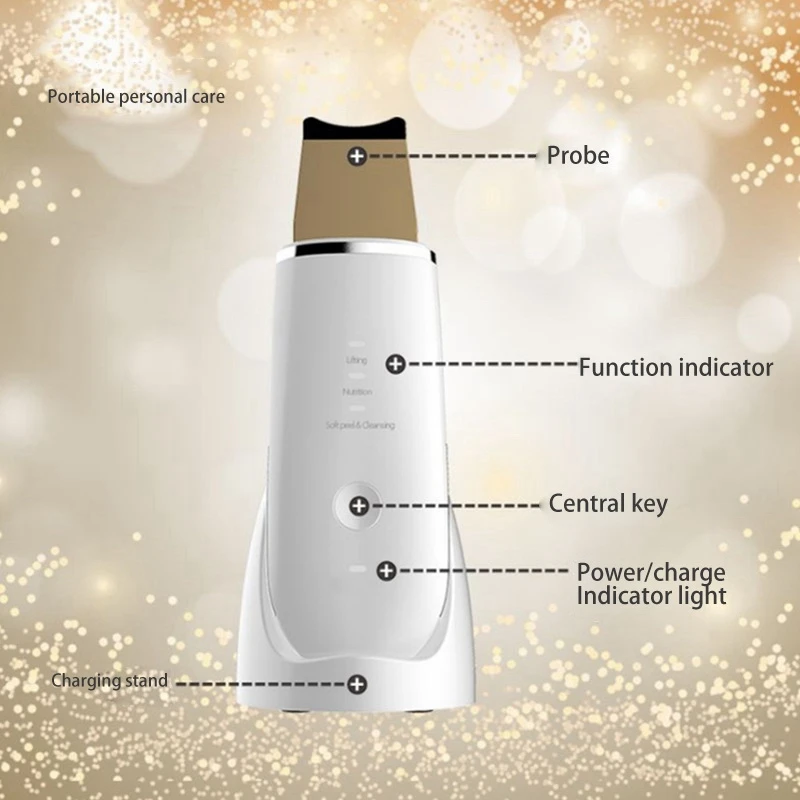 

Ultrasonic Skin Scrubber Vibration Face Spatula Blackhead Remover Facial Scrubber Lifting Facial Peeling Device