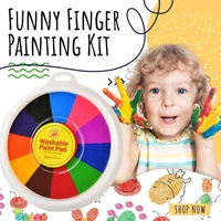 funny finger painting kit color inkpad washable paint palm rubbing graffiti painted handprint plate craft diy puzzle drawingtoy