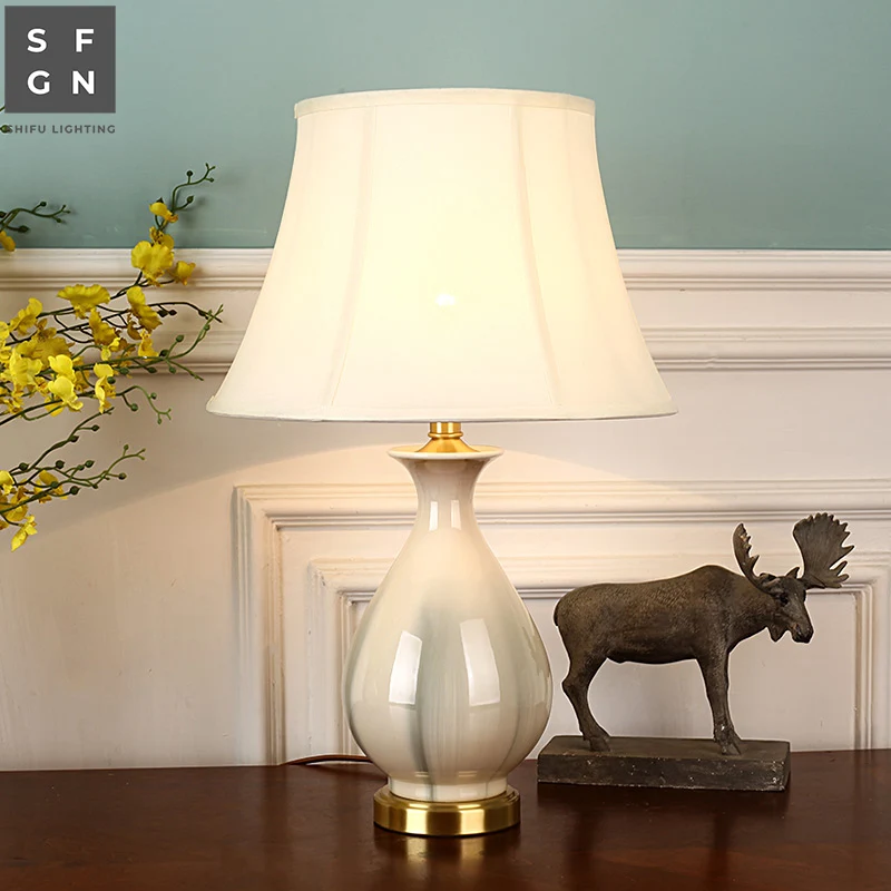 

Copper table lamp bedside lamp ceramic lamp generous luxury table lamps for living room Bedroom led lamps