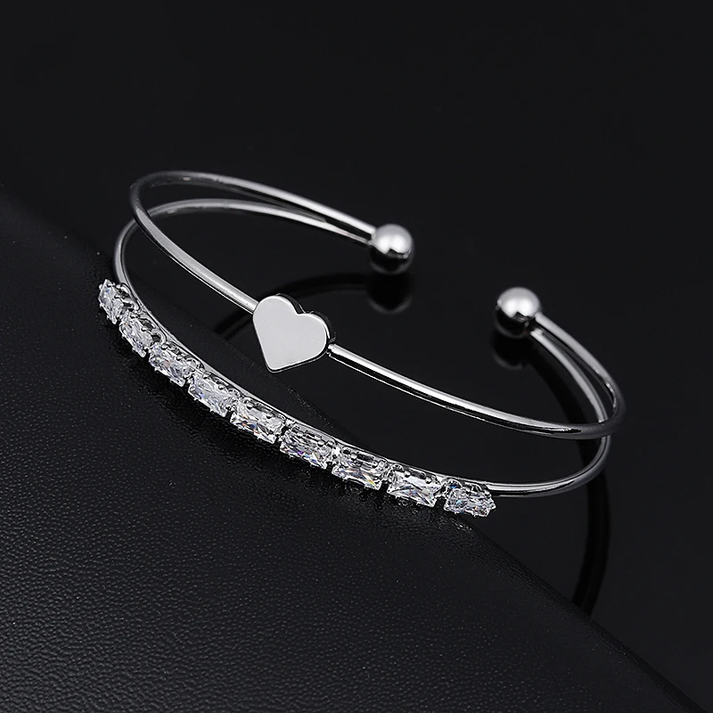 Модный бренд CZ циркония браслеты-манжеты BanglesJewelry для женщин мужчин розовое золото цвет Любовь цветок Открытый браслет подарок на день Святого Валентина