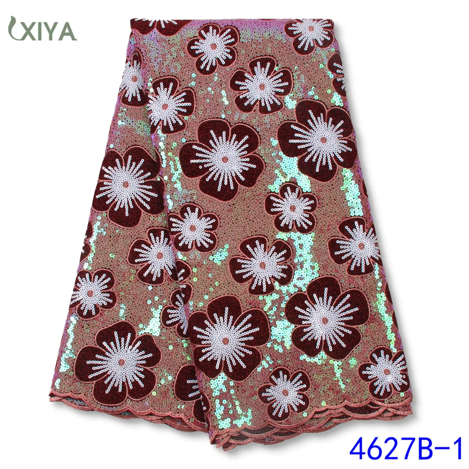 

New Design Nigerian Velvet Lace Fabrics High Quality Sequin Lace Fabric for Wedding African Sequence Lace Fabric APW4627B