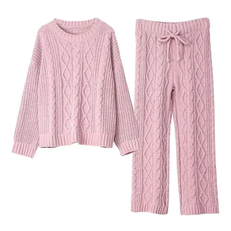 

Spring Winter Warm Sleepwear Chenille Knitted Ladies Pajama Pure Color Upscale Women's Pyjama Long Sleeve Homewear Female pijama