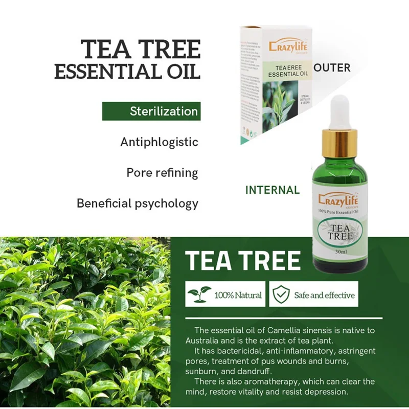 30 мл эфирное масло чайного дерева укрепляющее кожу гладкие тонкие линии
