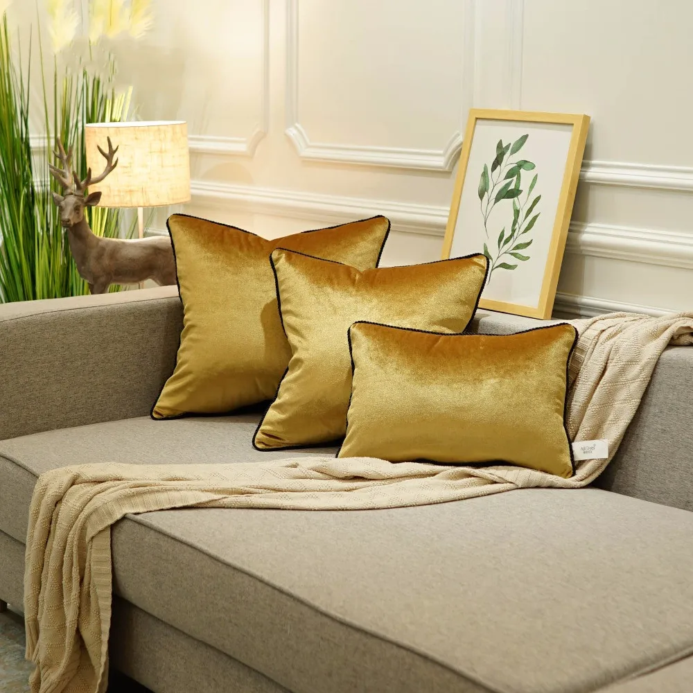 

Modern Solid Color Cushion Cover Grey Yellow Blue Pillowcase Velvet Square Pillow Cover Velvet Pillow Cover