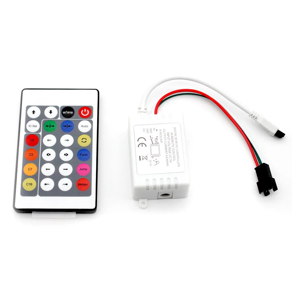 

VIPMOON DC5-24V 24 Key IR Remote Controller For WS2812B WS2812 WS2811 Dearm Colour Flexible LED Light Strip Lamp