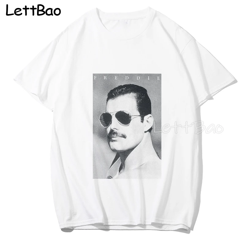 

Футболка Freddie Mercury для мужчин и женщин, модная популярная тенниска в стиле хип-хоп, рок-панк, белая хлопковая рубашка в подарок мужчине, на лет...