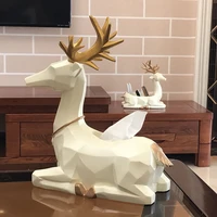 big creative resin deer statue storage box home decor crafts room decoration vintage parlor candy key boxes ornament tissue box