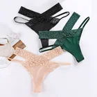 Сексуальные женские трусики, стринги, шелковые бесшовные кружевные стринги с перекрестными кружевами, женские дышащие трусики бикини, стринги, 7 цветов, женский Т-образный вырез