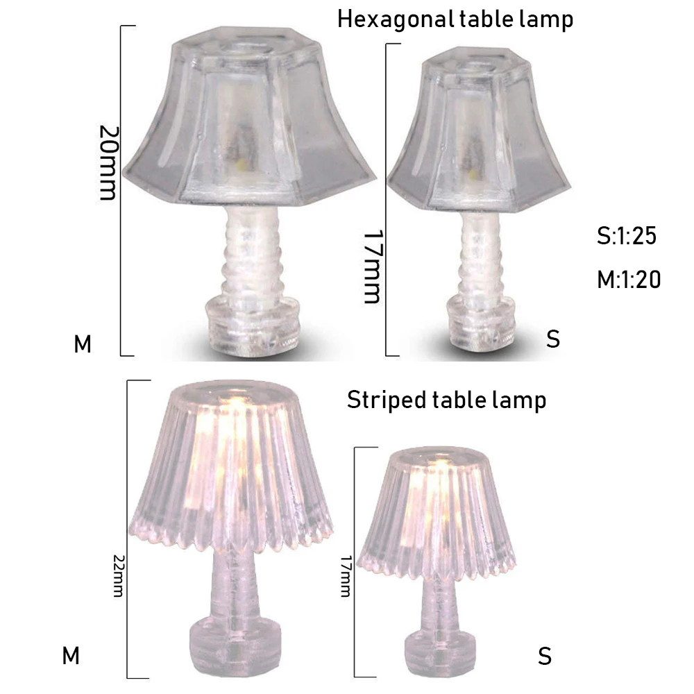 

2Pcs 1:20 1:25 Doll House Bedroom Floor Lamp Mini DIY Lighting Table Lamp Dollhouse Miniatures For Kid Gifts Toys Accessories