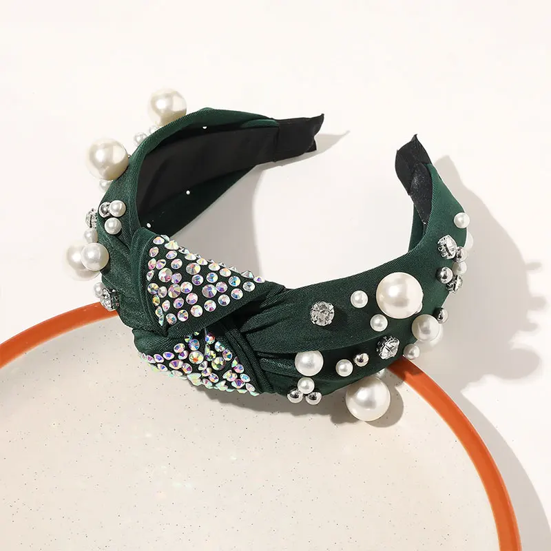 

Luxury Hair Hoop Baroque Style Headband Simulated Pearl Rhinestone Head Hoop Handmade Large and Small Pearls Hair Accessories