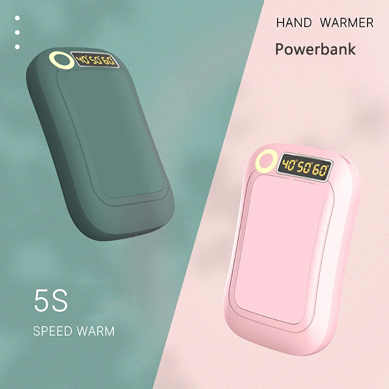 

Hand Warmer Power Bank 10000mAh LED Display Heater Powerbank Portable Charger for iPhone 13 Samsung S21 Xiaomi Mini Power Bank