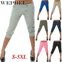 wepbel plus size s 5xl womens new fashion boyfriend capri pants casual chino pants