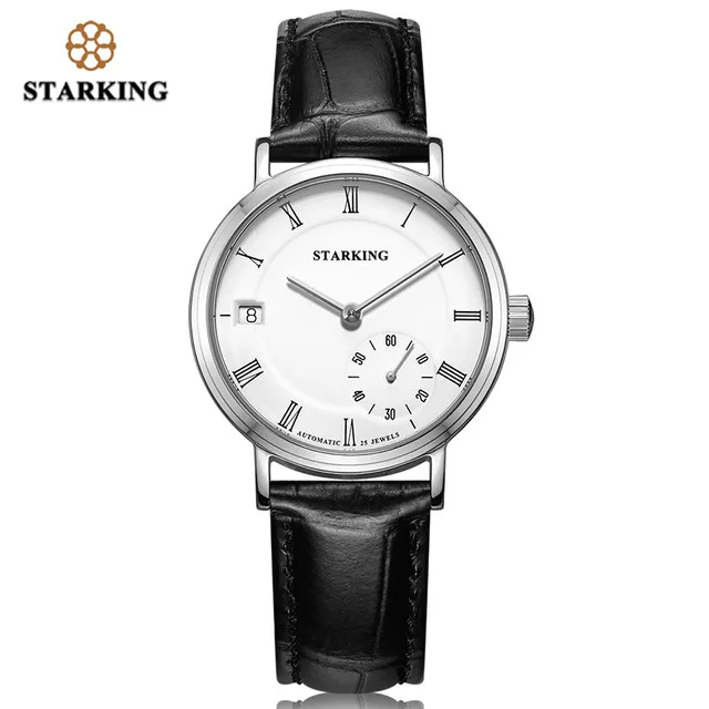 AL0198SL21 Механические Женские часы STARKING с сапфировым стеклом, водонепроницаемые, 5 АТМ, автоматические, с автоматической датой, из натуральной кожи - Цвет: AL0198SL21