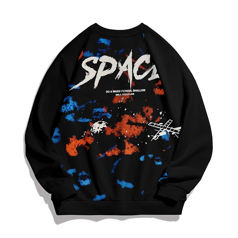 

GlacialWhale Mens Crewneck Sweatshirt Men New Graffiti Sweatshirts Oversized 100%Cotton Hip Hop Japanese Streetwear Hoodie Men