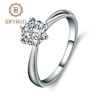 gems ballet lovely white simulant diamond solitaire engagement ring 925 sterling silver wedding band ring jewelry for women