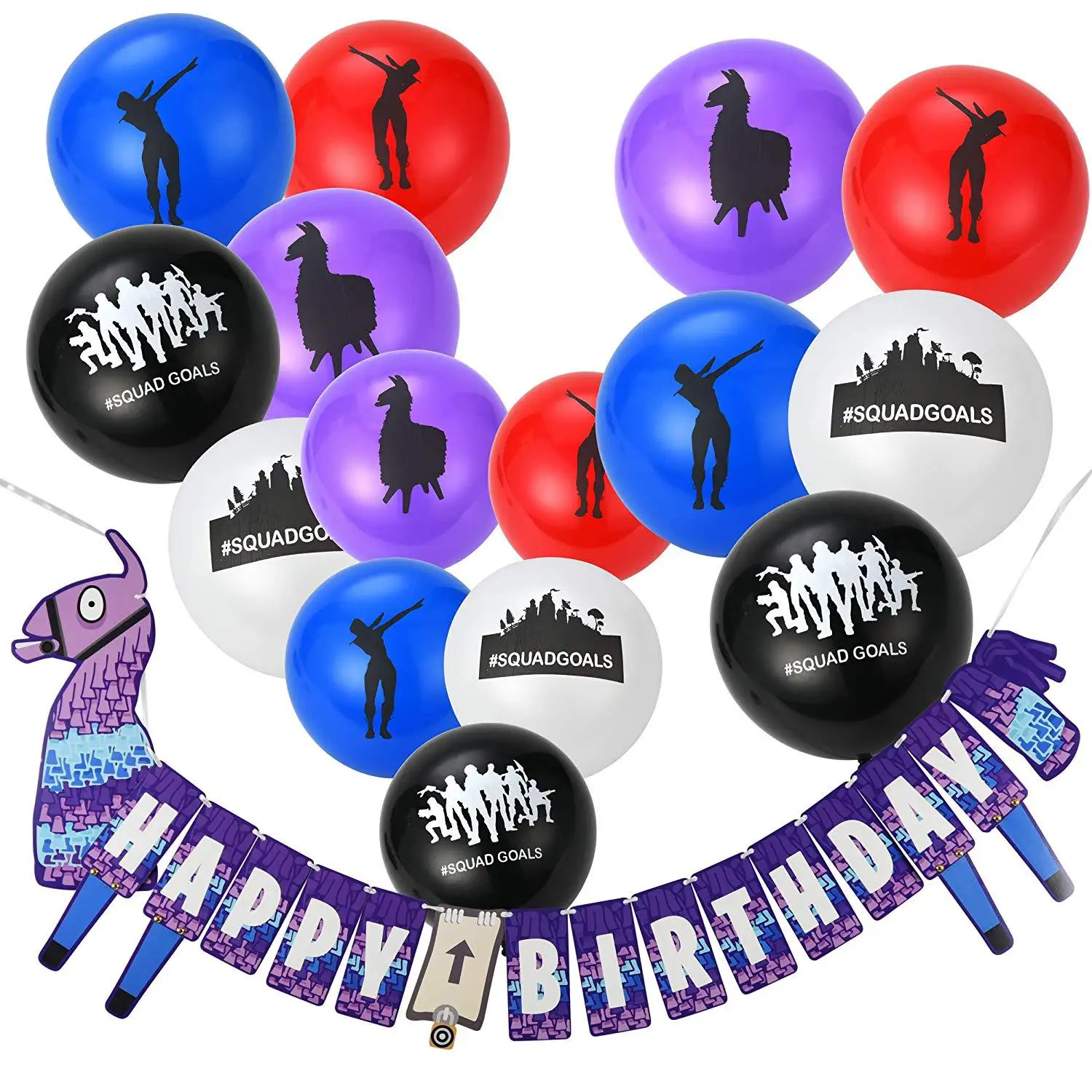 

Alpaca Latex Balloon Birthday Party Suit with Alpaca Happy Birthday Banner for Boy Girl Birthday Decoration