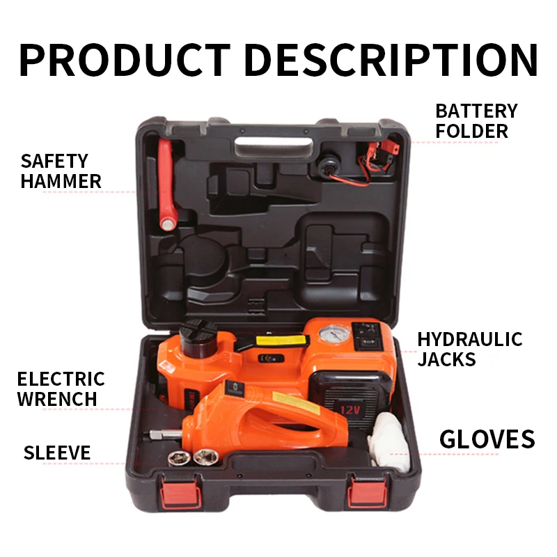 

12V car electric hydraulic 5 ton jack wrench inflator pump tire change tool set car off-road vehicle