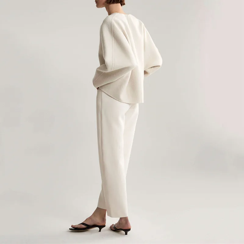 2019 Elegant Winter White Cashmere Sweaters Pullovers For Women Runway Long Sleeve Female Knitted Sweater Jumper Clothes | Женская