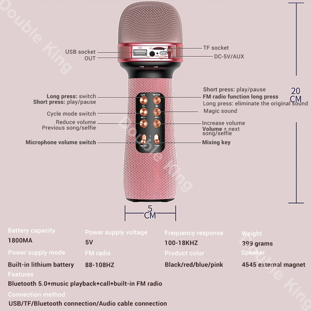 Ручной микрофон WS-898 Bluetooth 5 0 динамик для караоке музыкальный проигрыватель пения
