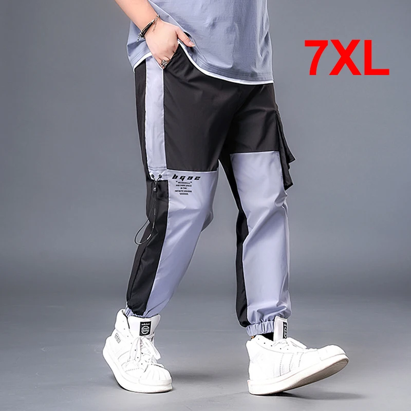

7XL Plus Size Pant Patchwork Cargo Pants Joggers Sweatpants Men Baggy Pants Casual Streetwear Trousers Big Size 6XL 7XL HA059