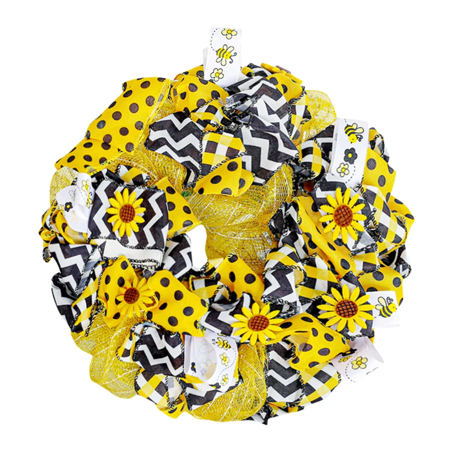 

Artificial Wreath Simulation Leaf Bee Sunflower Wreath Decorative Fake Flower Wreath With Sunflower And Leaves For Front Door