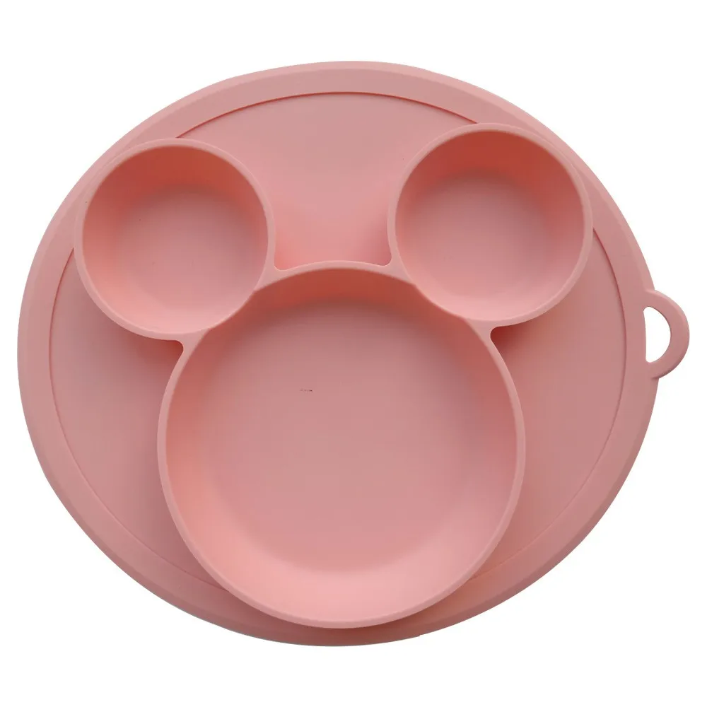 Silicone plate bowl set with bibs kids silicone sucker bowl waterproof soft bibs dividers  kids plate enlarge