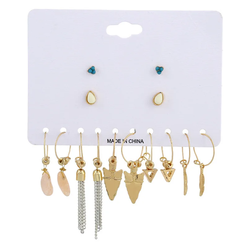 Женские серьги-кольца 7 пар/компл. винтажные геометрические серьги золотого