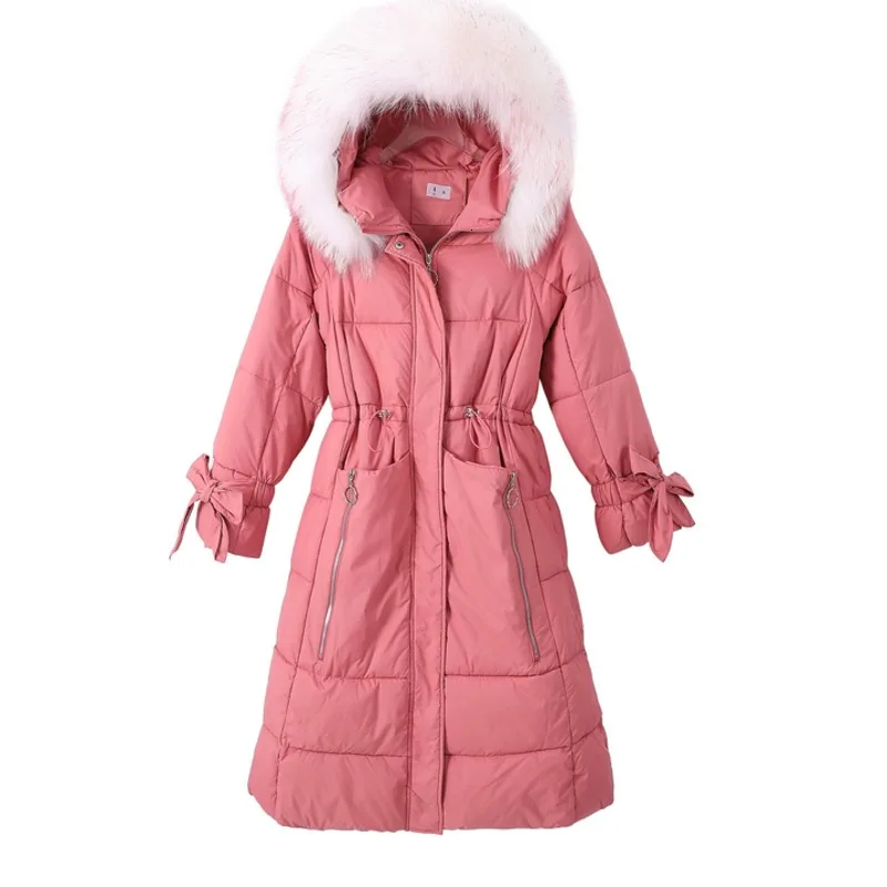 

2019 Womens Winter Loose Jackets Hooded Long Female Coat Warm Jacket Women Parka Plus Size Snow Wear Sashes Casacos Feminino