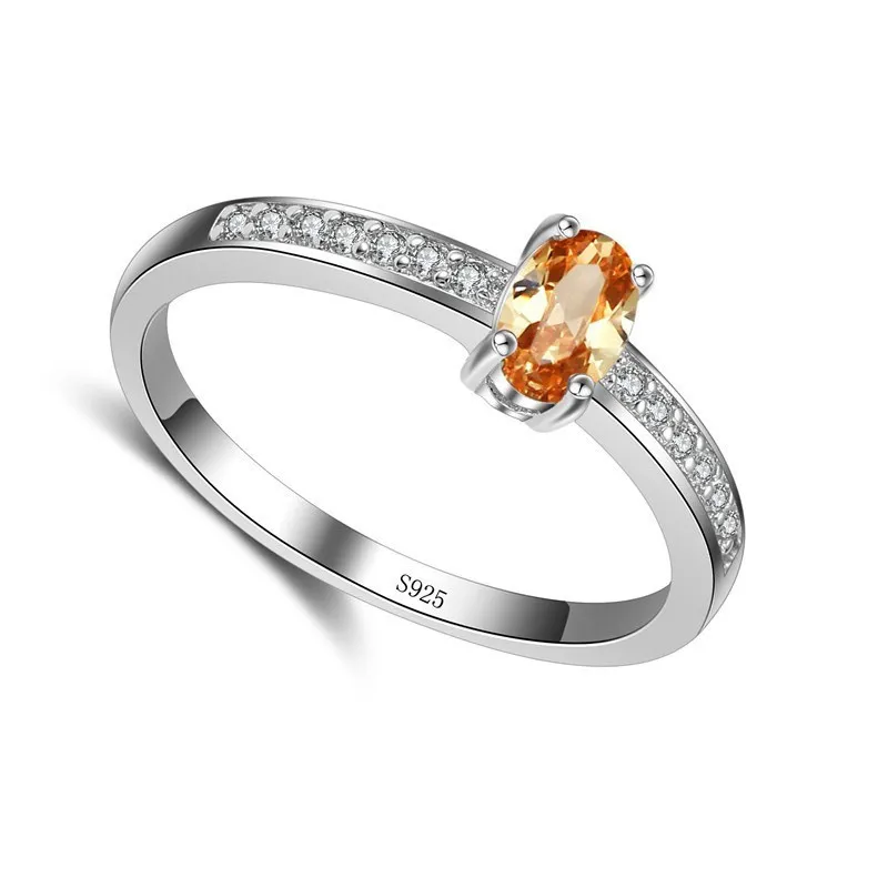Женское кольцо с оранжевым и желтым кристаллом из стерлингового серебра 925 пробы