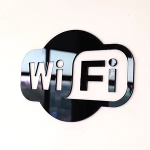 Наклейка с Wi-Fi знаком для стеклянной двери, для кофейни, ресторана, гостиницы, для офиса, акриловое зеркальное украшение
