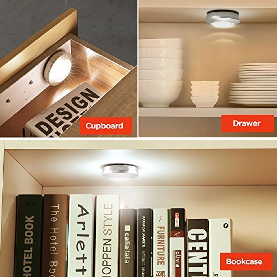 

Mini Touch Control Night Lamp For Wardrobe Bedroom Stairs Kitchen Wireless LED Under Cabinet Light Battery Powered Closet Light